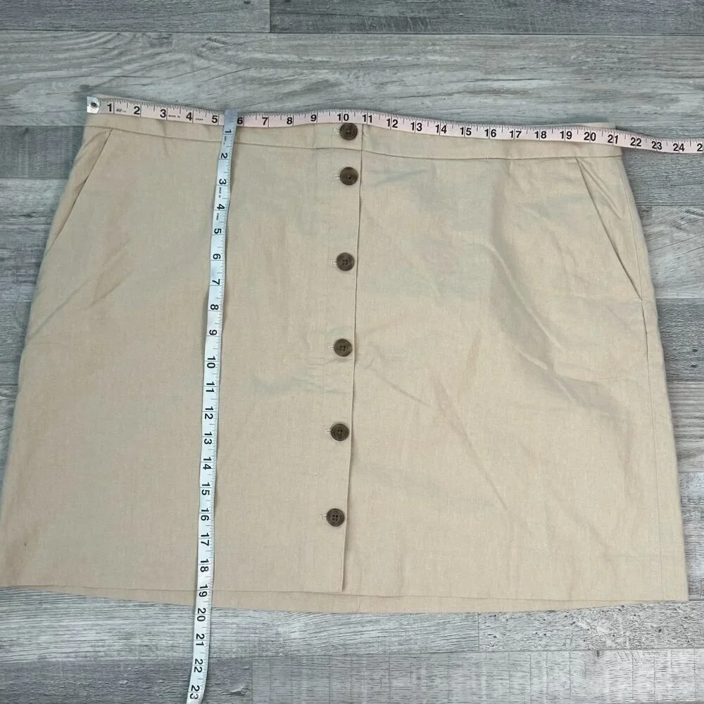 J. Crew NWT Beige Button Front Skirt Linen Blend F6